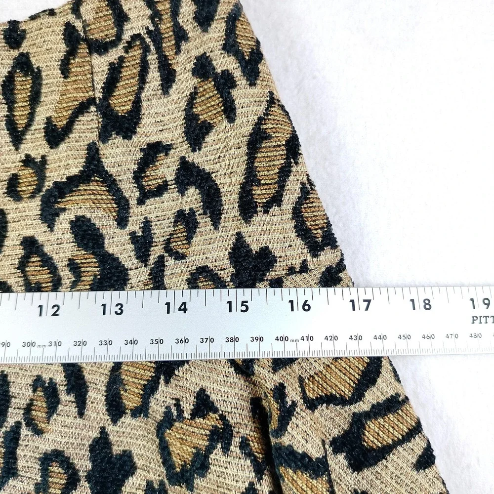 Free People Skirt Womens 4 Brown Cheetah‎ Print Jacquard Ruffle Hem Skater Rock